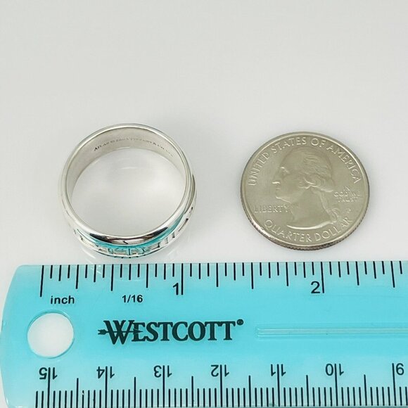 Size 8 Tiffany Wide Atlas Roman Numerals Mens Unisex Ring in Sterling Silver - Picture 9 of 10